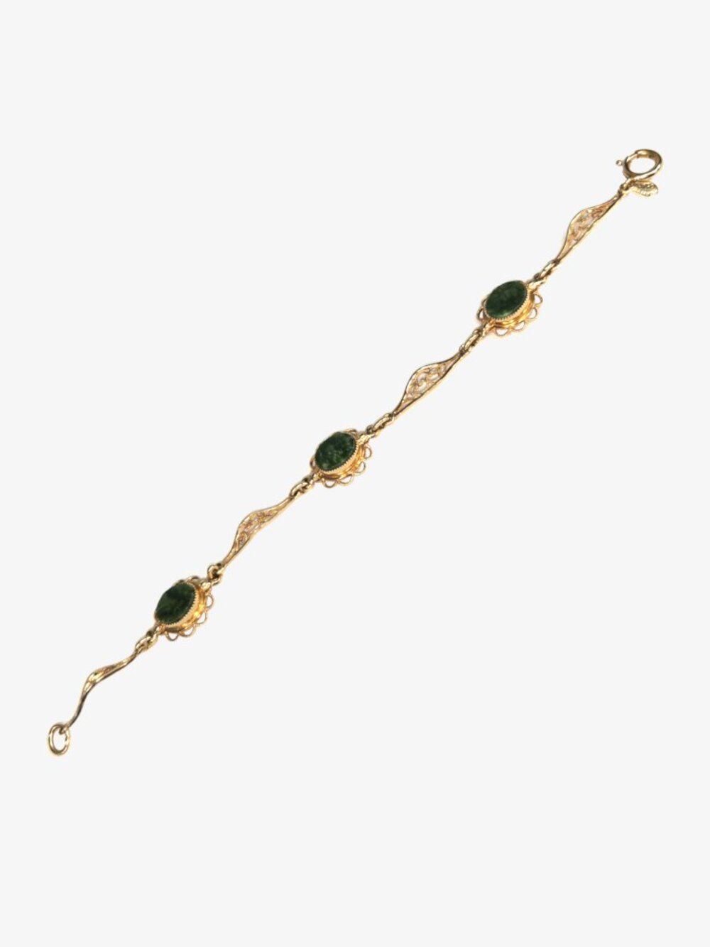 AMCO Vintage Jade 14kt Gold-filled Bracelet, 7.25"
